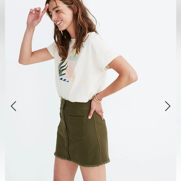 Madewell Raw-Hem A-Line Mini Skirt in Kale - Picture 2 of 9